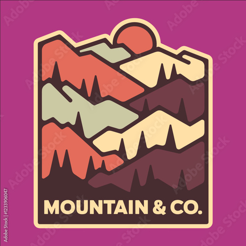 A mountain and sun sticker with the words mountain and co