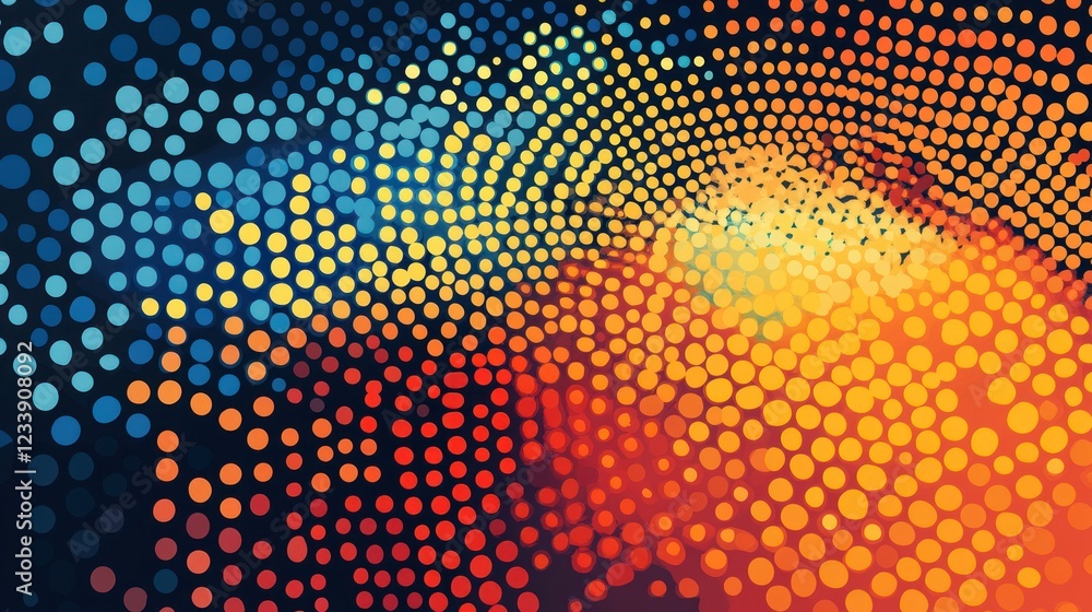 Fototapeta premium Abstract swirling dots, vibrant colors, dark background, digital art, website banner