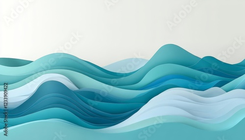 Wallpaper Mural Abstract Flowing Blue Waves. Smooth Gradient Background With Sense Of Depth. Minimalist Design. Torontodigital.ca
