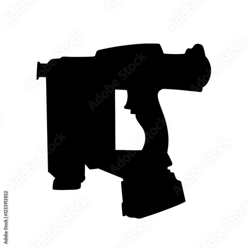 Cordless Nailer Silhouette Vector Illustration