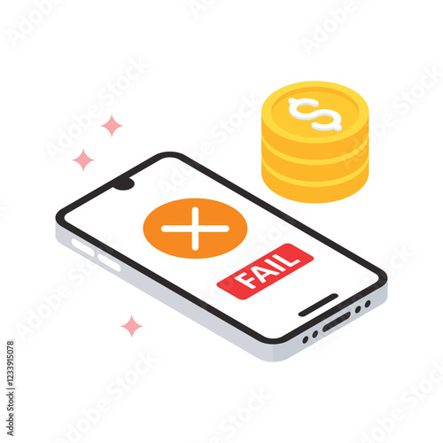 Payment Failed Vector Filled Icon style. Eps 10 File 