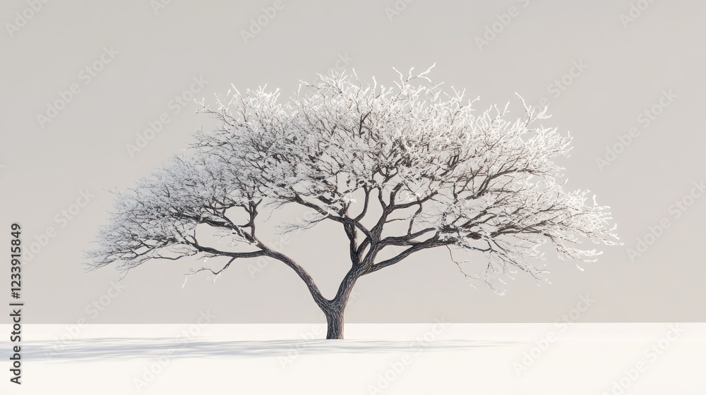 Frosty tree in winter landscape, serene background, nature photography, winter scene Frosty tree in winter landscape, serene background, nature photography, winter scene