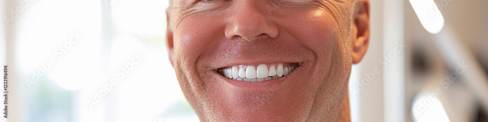 Obraz premium Smiling man with bright white teeth in a well-lit setting