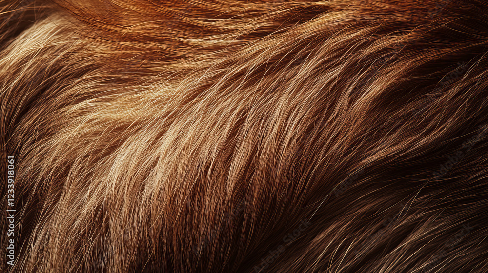 Naklejka premium Close up of brown dog fur texture for background. Animal fur texture.