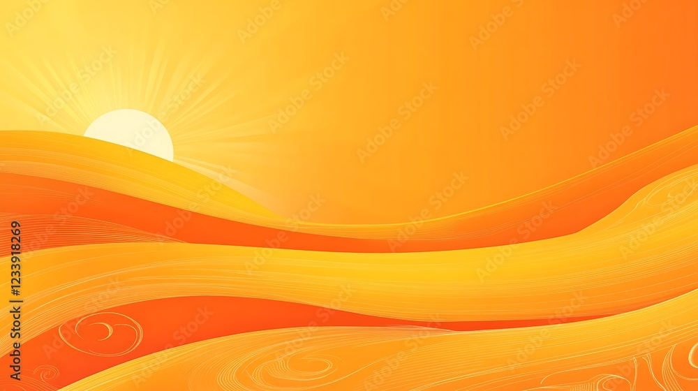 Abstract Sunrise Over Rolling Orange Hills Abstract Sunrise Over Rolling Orange Hills