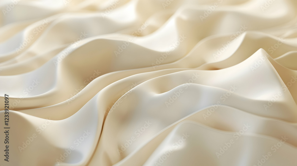 Obraz premium A close-up view of soft, flowing cream-colored satin fabric.