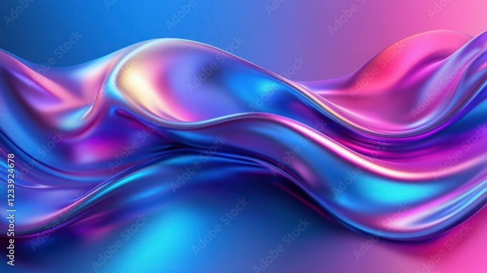 Naklejka premium Iridescent liquid flowing, vibrant gradient background, digital art, website banner