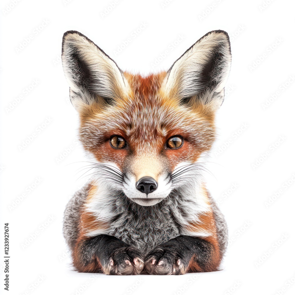 Realistic fox illustration with vibrant fur and expressive eyes Realistic fox illustration with vibrant fur and expressive eyes