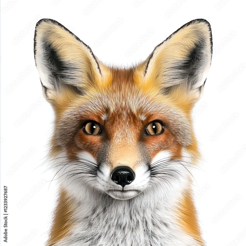 Realistic Close-Up Portrait of a Fox with Detailed Features Realistic Close-Up Portrait of a Fox with Detailed Features