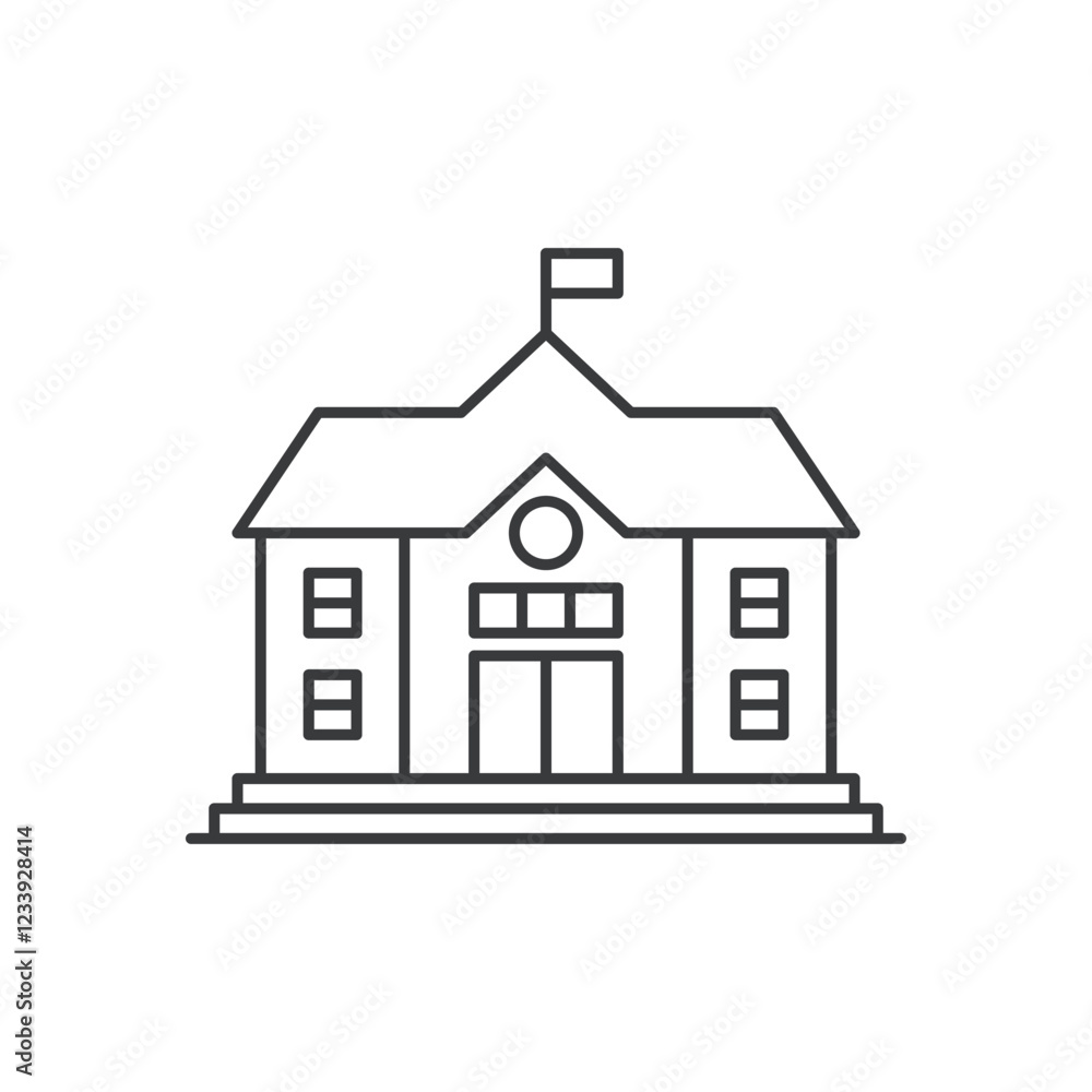 School building line icon, vector pictogram of college or university. Education illustration, sign for schoolhouse exterior. School building line icon, vector pictogram of college or university. Education illustration, sign for schoolhouse exterior.