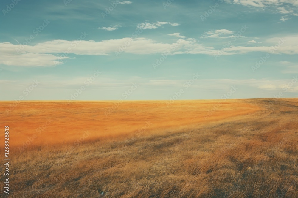 Fototapeta premium A minimal-large grassland landscape outdoors horizon.