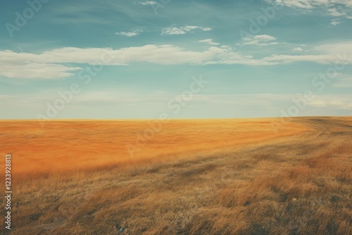 Fototapeta Naklejka Na Ścianę i Meble -  A minimal-large grassland landscape outdoors horizon.