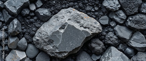 Muted steel gray basaltic stone with hardened lava background