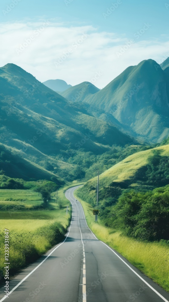 Fototapeta premium Summer wallpaper road outdoors mountain.