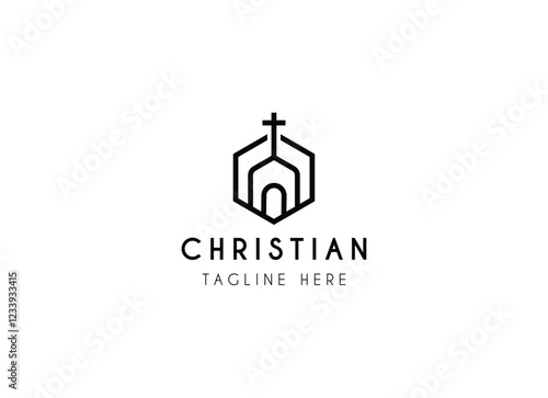 Church religious christian logo design. Church Logo Design Vector Illustration
