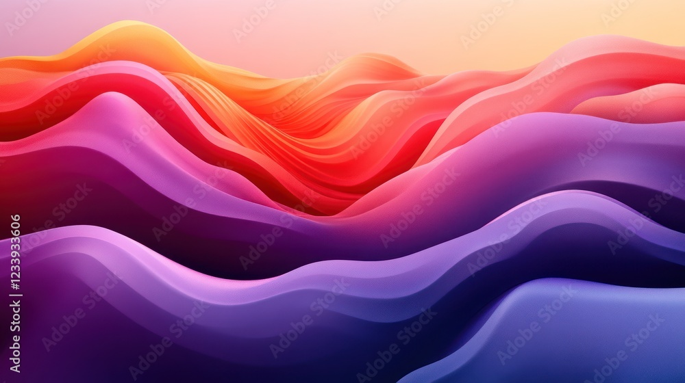 Obraz premium Abstract colorful waves, sunset sky, digital art, website background