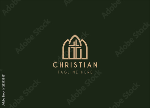 Church religious christian logo design. Church Logo Design Vector Illustration