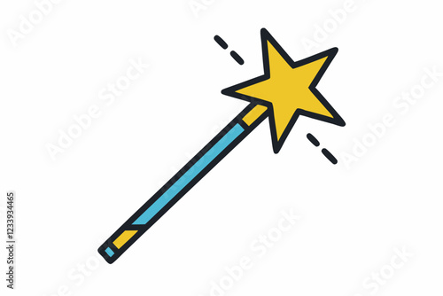 Magic wand line icon clipart vector art and illustration