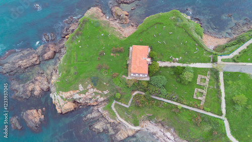 The old Greek school in Ahtopol, Bulgaria. Aerial view