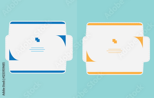 Envelop design, professional , minimalist vector illustration of two modern envelop icons with blue and orange accents, representing digital communication and messaging in a clean, flat design style. 