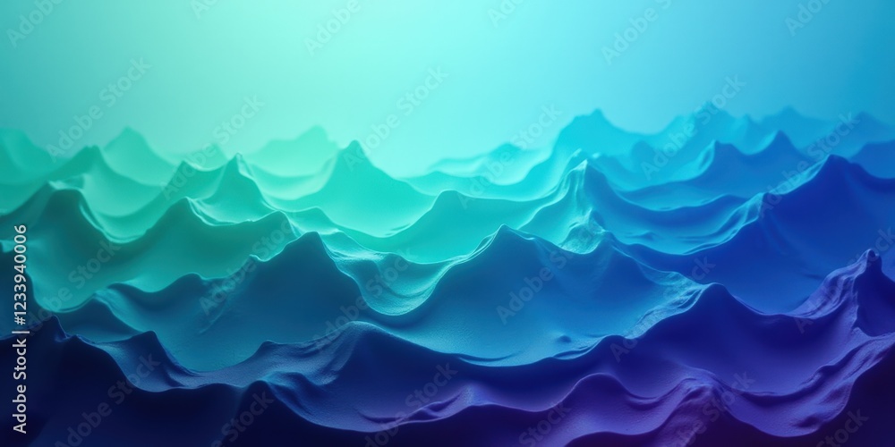 Fototapeta premium A mesmerizing close-up of layered, undulating waves cascades in hues of deep blue and vibrant green, capturing the dynamic beauty of the ocean's surface