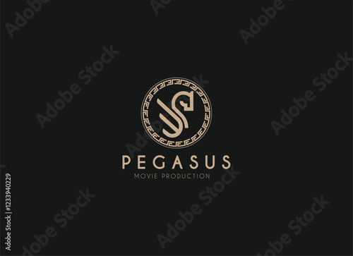 Pegasus Horse Jump Flying Logo. Pegasus Horse logo design vector illustration