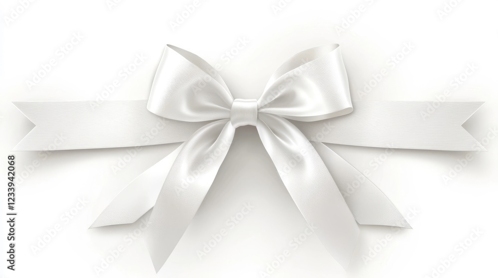 Naklejka premium Elegant white satin ribbon bow perfect for gift wrapping and decoration in festive celebrations