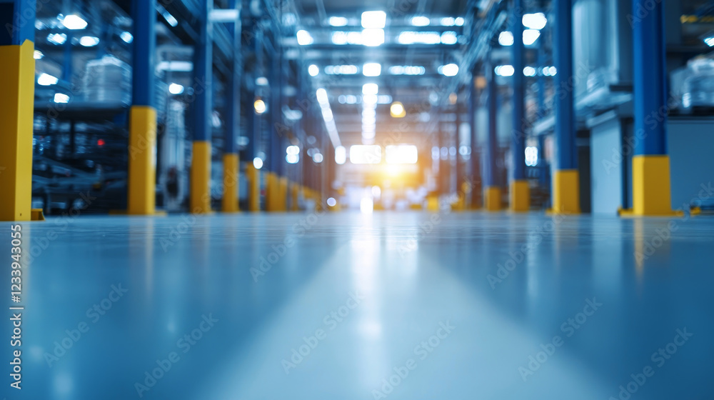 clean, modern factory interior with minimal design and bright lighting clean, modern factory interior with minimal design and bright lighting