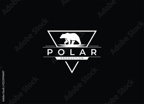 Silhouette of Walking White Polar Bear Minimalist logo design vector illustration