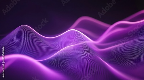 Abstract glowing purple wave lines converging towards the center of a dark purple background, creating a focal point with space for text.