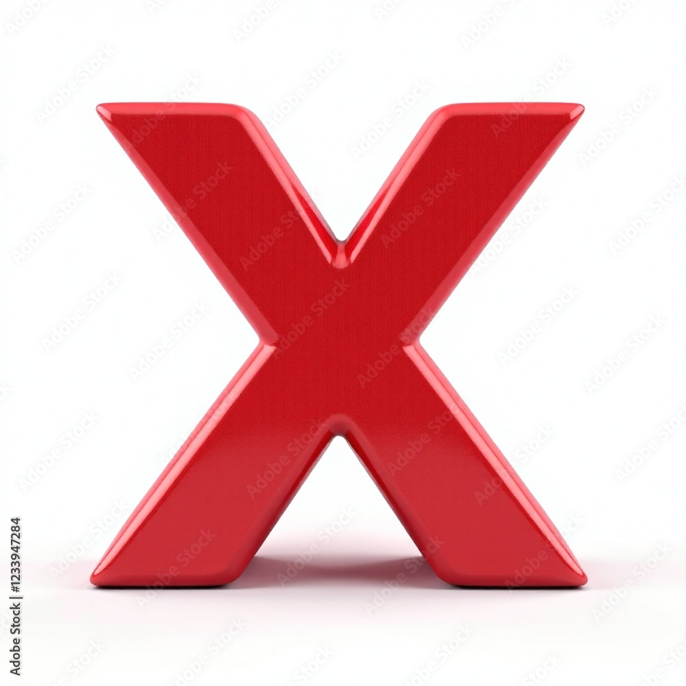 3D Shiny Red X Symbol with Wood Grain Texture 3D Shiny Red X Symbol with Wood Grain Texture