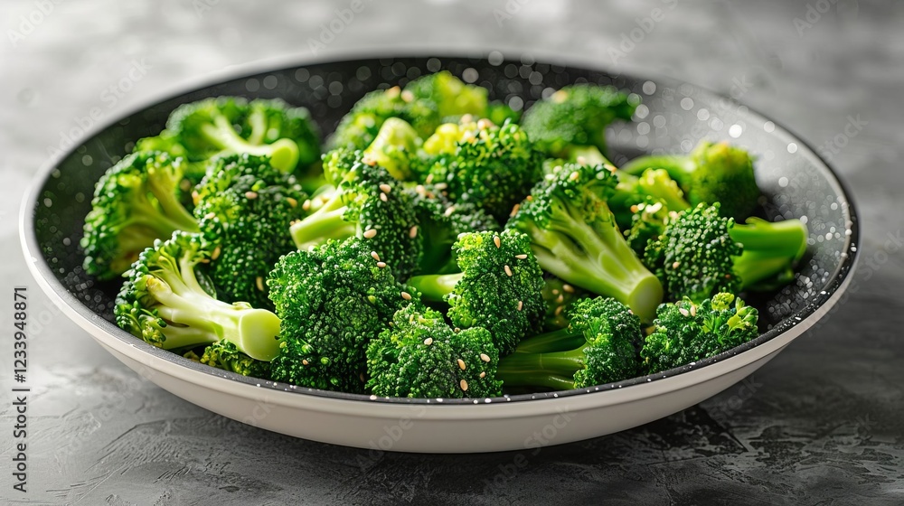 Steamed Broccoli Florets with Sesame Seeds in a Bowl Healthy Food Steamed Broccoli Florets with Sesame Seeds in a Bowl Healthy Food