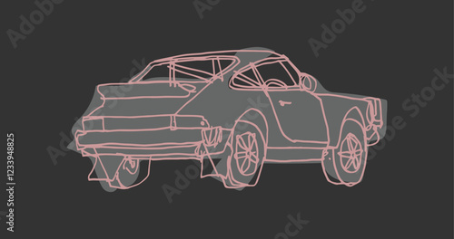 This image showcases an illustration of a classic car with artistic, aesthetic lines! Its abstract yet detailed design makes it fascinating for automotive and art enthusiasts alike.