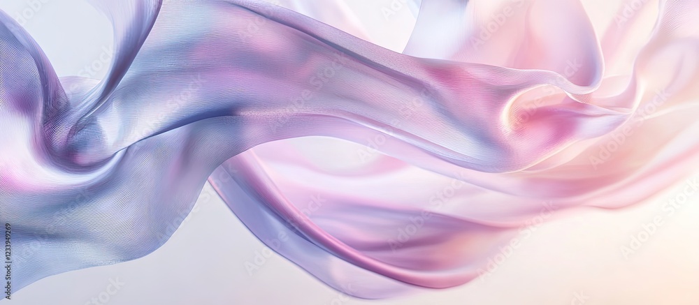 Obraz premium Flowing sheer fabric in pastel blue, pink and orange.
