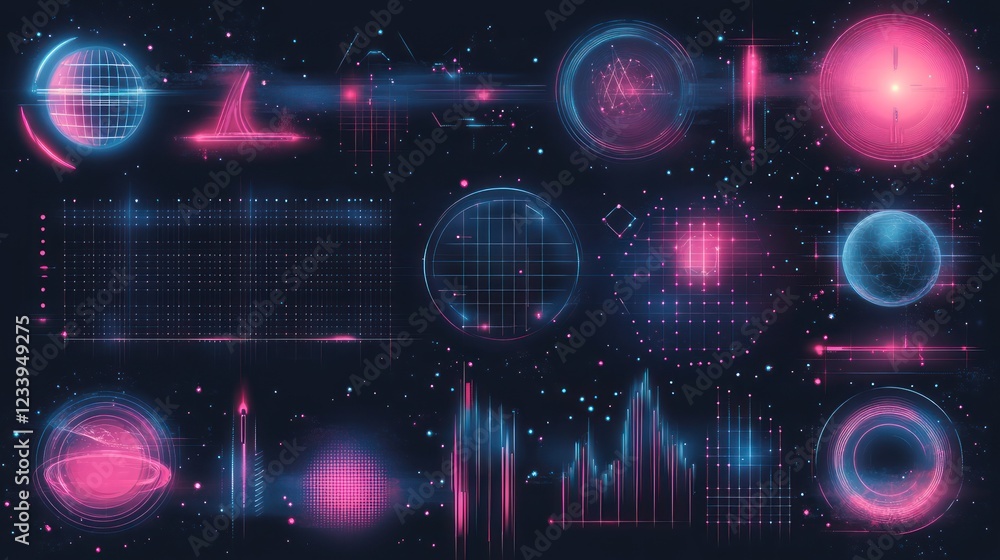 Obraz premium Futuristic HUD interface elements, space background, digital design