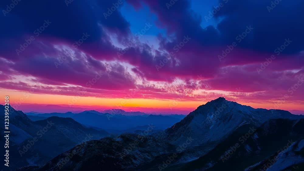 Majestic Sunset over Mountain Ranges Majestic Sunset over Mountain Ranges