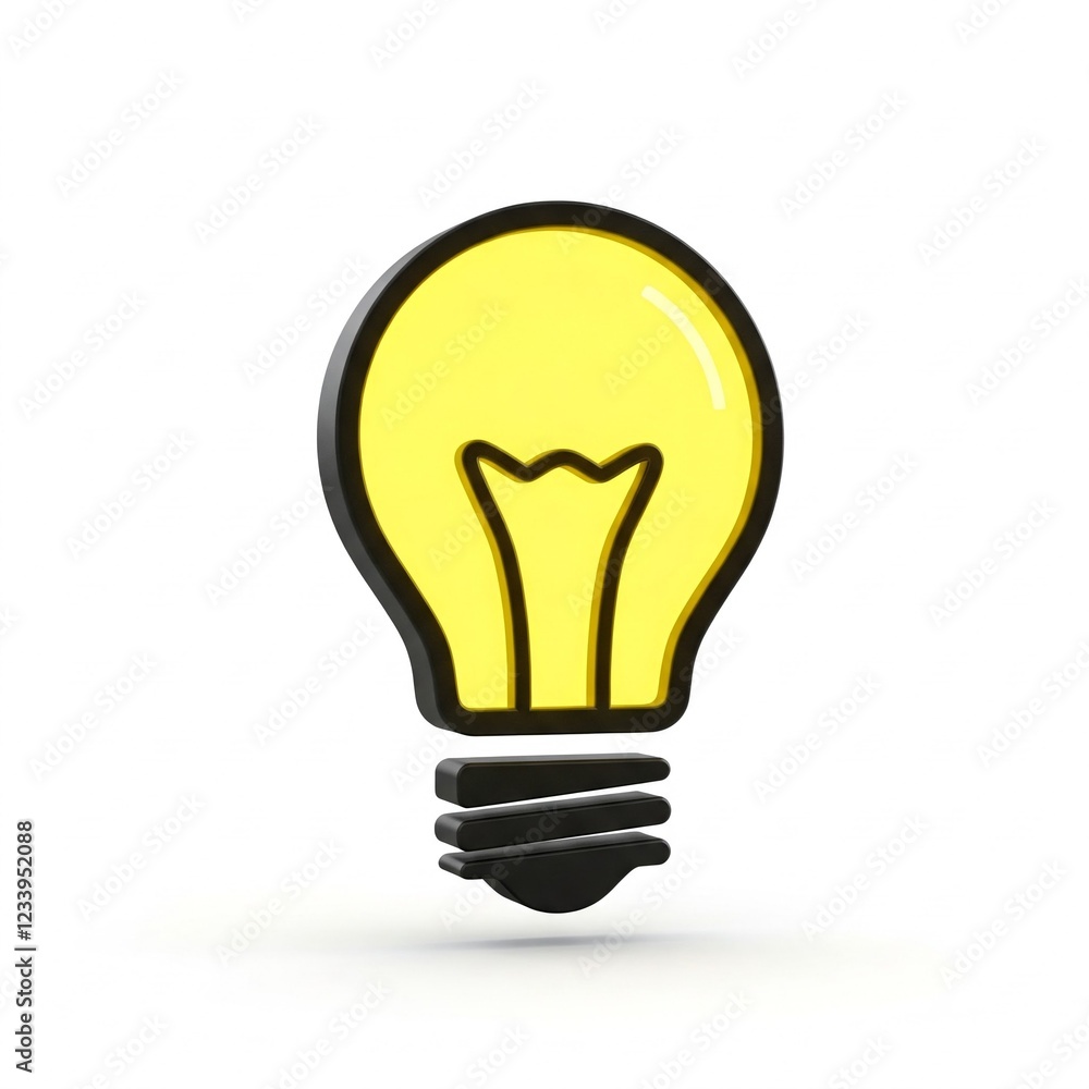 3d illustration of a black and yellow lightbulb idea icon on a white background 3d illustration of a black and yellow lightbulb idea icon on a white background