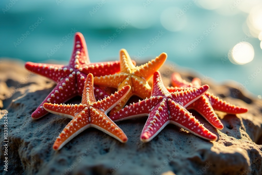 Colorful Starfish on Rocks - Underwater Seascape Colorful Starfish on Rocks - Underwater Seascape