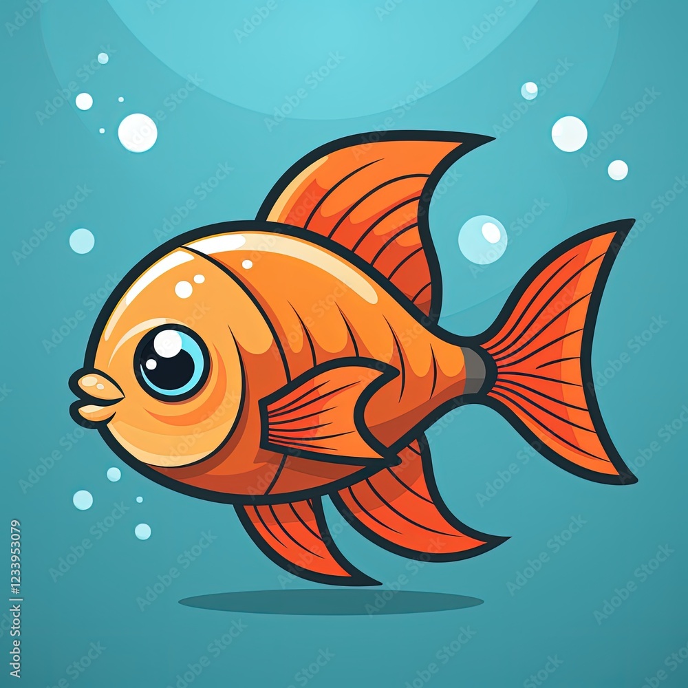 Fototapeta premium Graphic Flat Style Fish Vector Illustration for Digital Design