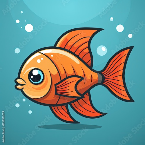 Graphic Flat Style Fish Vector Illustration for Digital Design photo