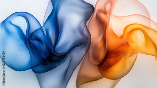 Abstract flowing fabrics swirl gently bathed in soft light. AI Generated