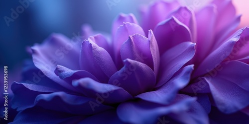 Vibrant purple petals unfurl against a captivating blue-purple gradient backdrop, their deep hues contrasting delicately with a softer heart. A close-up enchantment