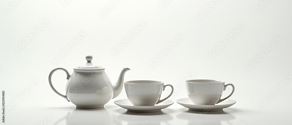 Fototapeta premium Elegant White Tea Set - High-Quality Still Life