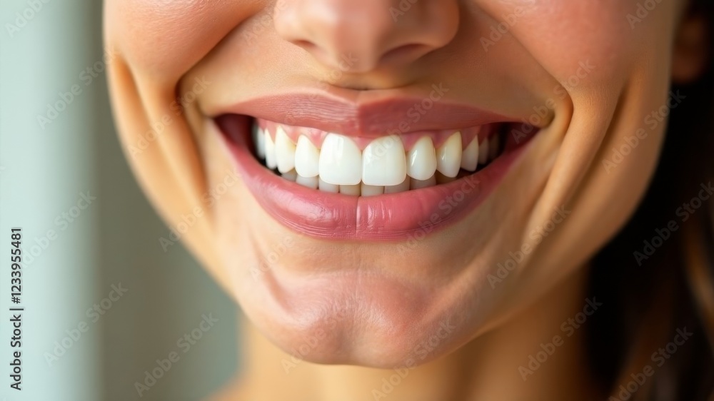 Obraz premium female smile with snow-white teeth close-up