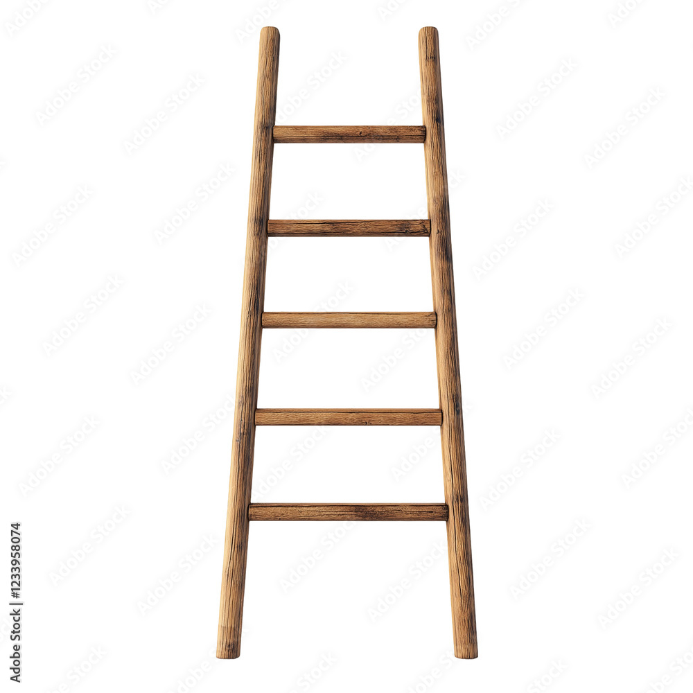 wooden ladder isolated on transparent white background, clipping path wooden ladder isolated on transparent white background, clipping path