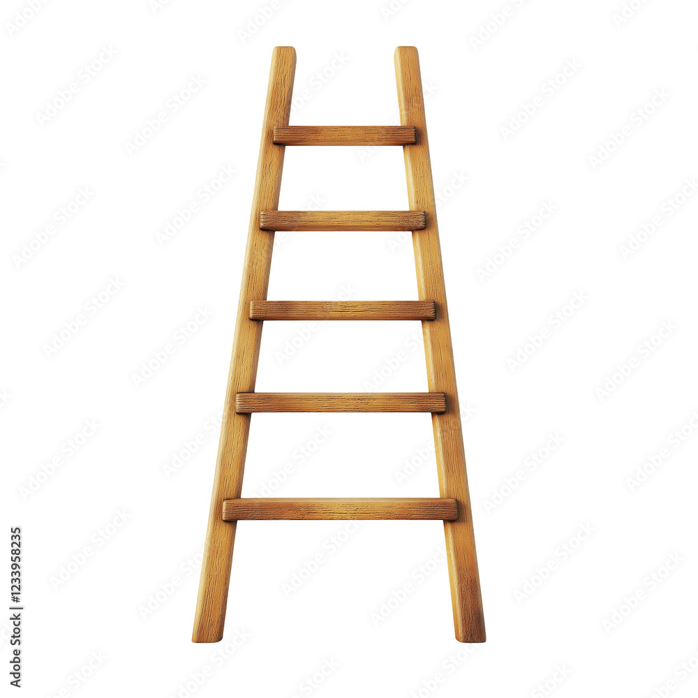 wooden ladder isolated on transparent white background, clipping path wooden ladder isolated on transparent white background, clipping path