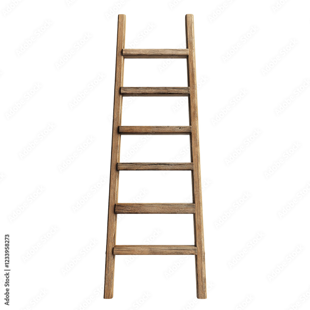wooden ladder isolated on transparent white background, clipping path wooden ladder isolated on transparent white background, clipping path