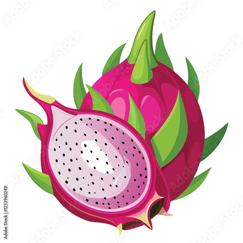 dragon fruit on white background