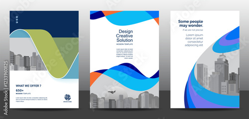 Template vector design for Brochure, AnnualReport, Corporate Presentation, Portfolio, Flyer, layout modern, posters set with grapient shape patterns. Eps10