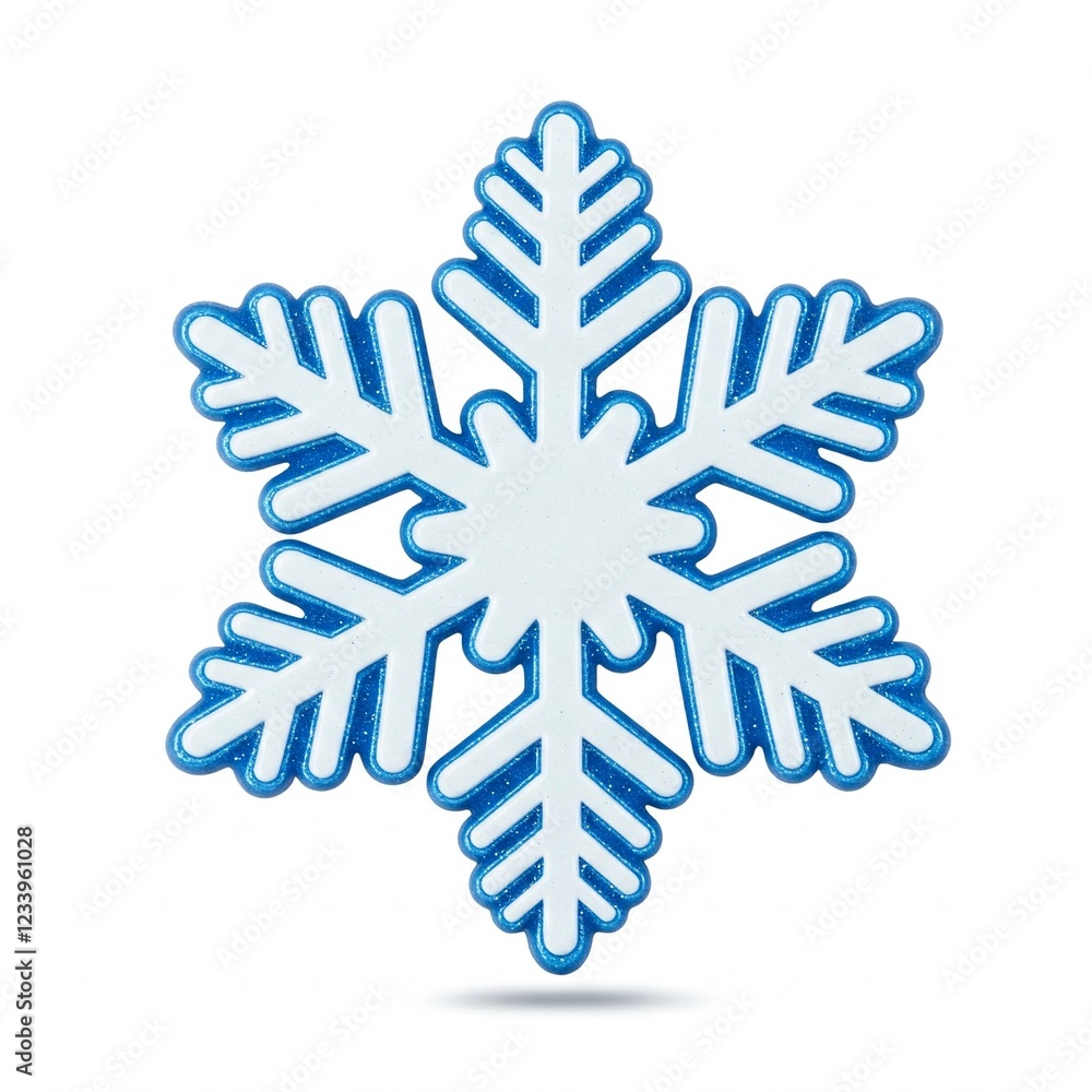blue and white glittery snowflake ornament isolated on white background blue and white glittery snowflake ornament isolated on white background